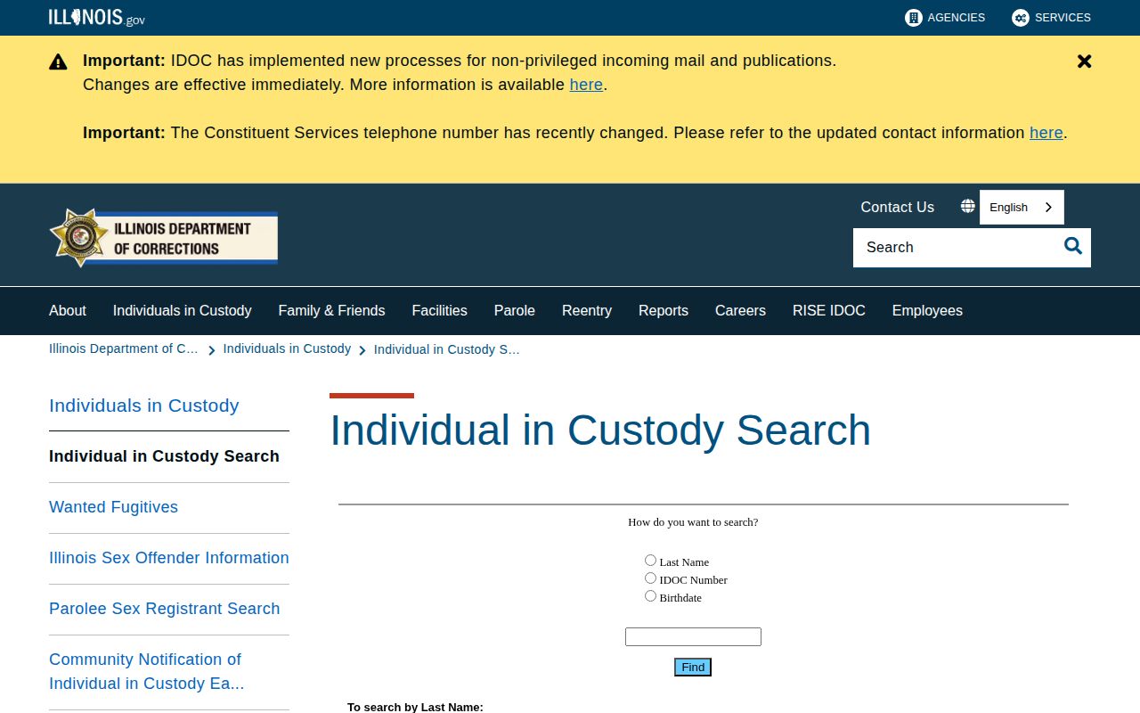 Illinois DOC offender search for Hardin County state custody records